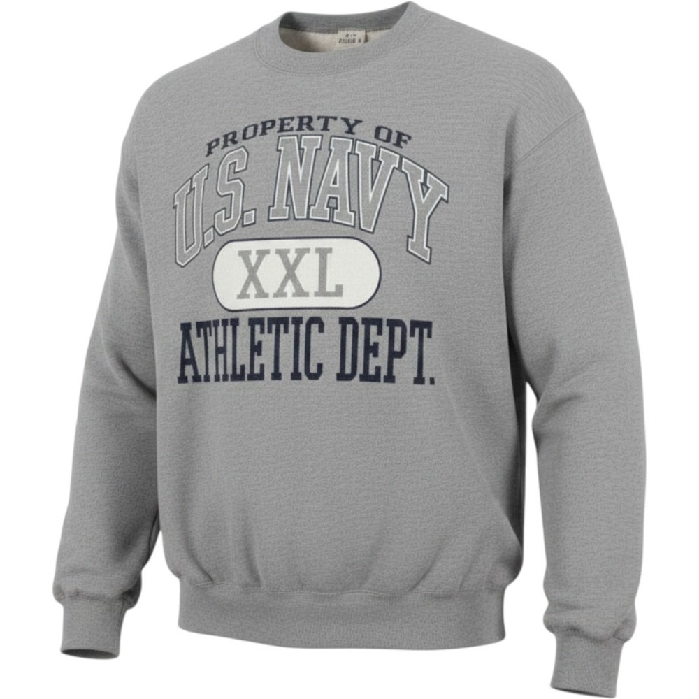 MJ Soffe US Navy Athletic Dept Sweatshirt Oxford Grey XL Made in USA 7066N25
